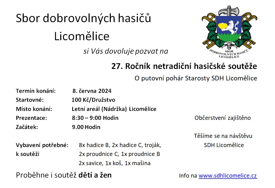 pozvánka na hasičskou soutěž 2024